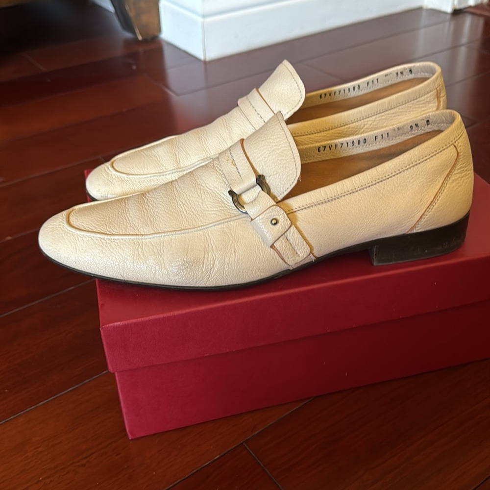 Gorgeous Salvatore Ferragamo loafers. Cream color. Great condition!
